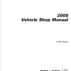 May include: A black and white image of a Sea-Doo vehicle shop manual for the 2005 4-TEC series. The Sea-Doo logo is in the bottom right corner.