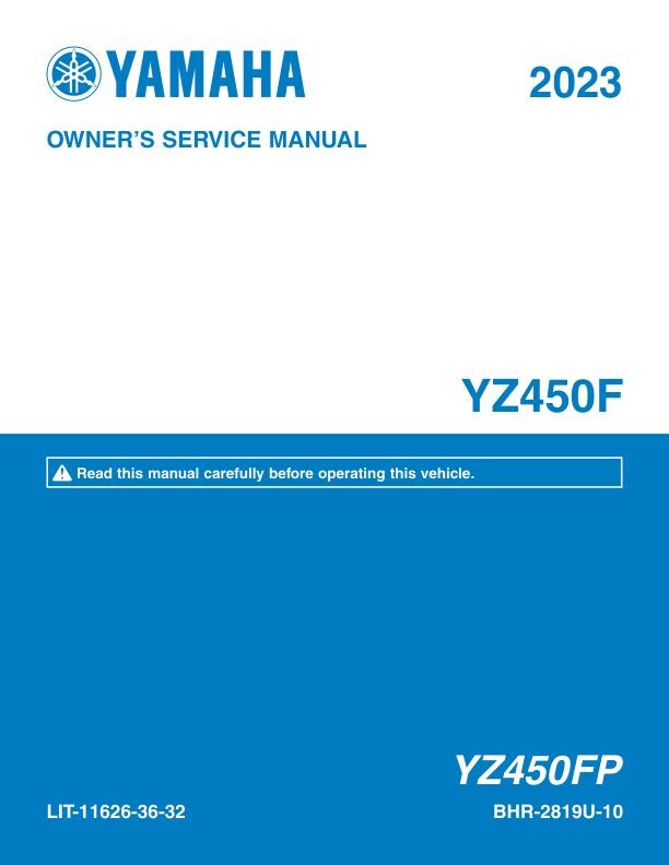 Yamaha YZ450FP Service Manual | 2023-2025 Motorcycle Repair Guide