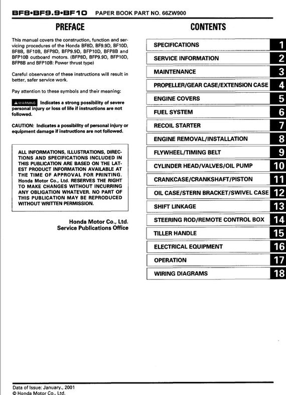 Honda BF8D BF9.9D BF10D Service Manual | Outboard Repair Guide