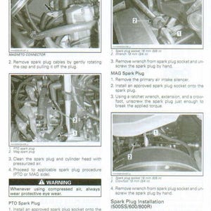 K&ouml;nnte beinhalten: Diagramm aus einem Handbuch, das Komponenten des Z&uuml;ndsystems, einschlie&szlig;lich Z&uuml;ndkerzen und Anschl&uuml;ssen, detailliert. Anweisungen zum Entfernen und Einsetzen von Z&uuml;ndkerzen, mit Messungen in mm und Warnhinweisen zum Augenschutz.