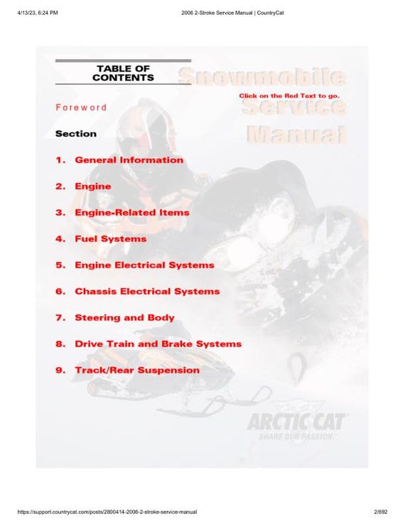 Arctic Cat Panther Firecat Bearcat Z M Service Manual | 2006-2009