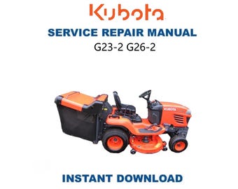 Kubota G23 G26 Mower Service Manual | Repair Guide | Instant Digital Download | PDF