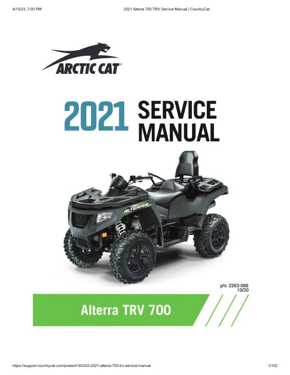 2021-2025 Arctic Cat Alterra TRV700 Service Manual | ATV Repair