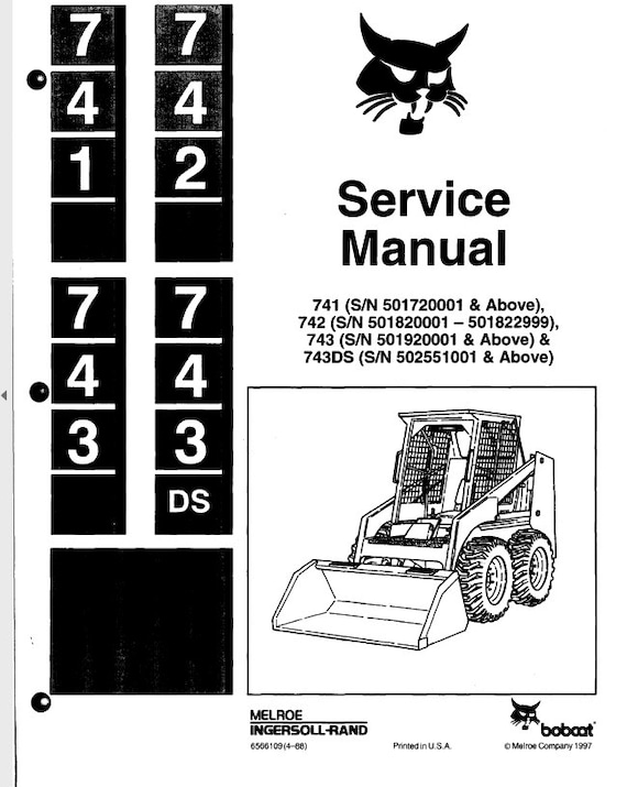 Bobcat 741 742 743 Loader Service Manual Immediate Download - Etsy