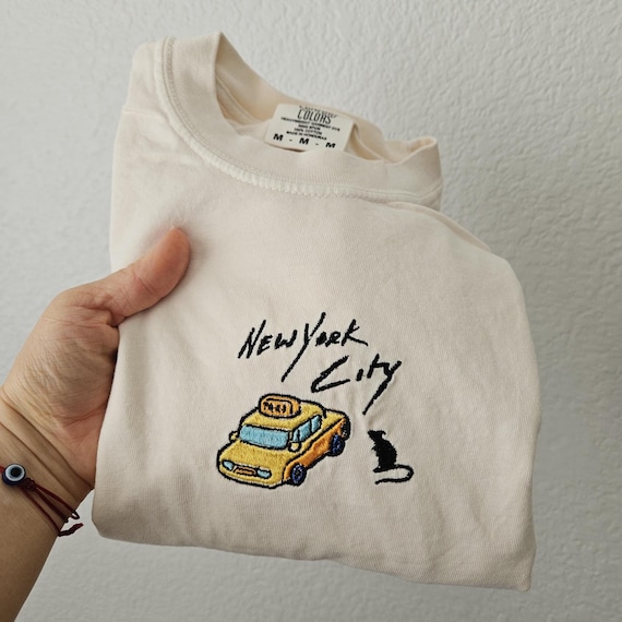 New York City Shirt, Yellow Taxi, Rat Shirt, NYC t-shirt, Humor Tee, Sassy Embroidery NYC tee, Subway Shirt, Manhattan Tee, New Yorker gift