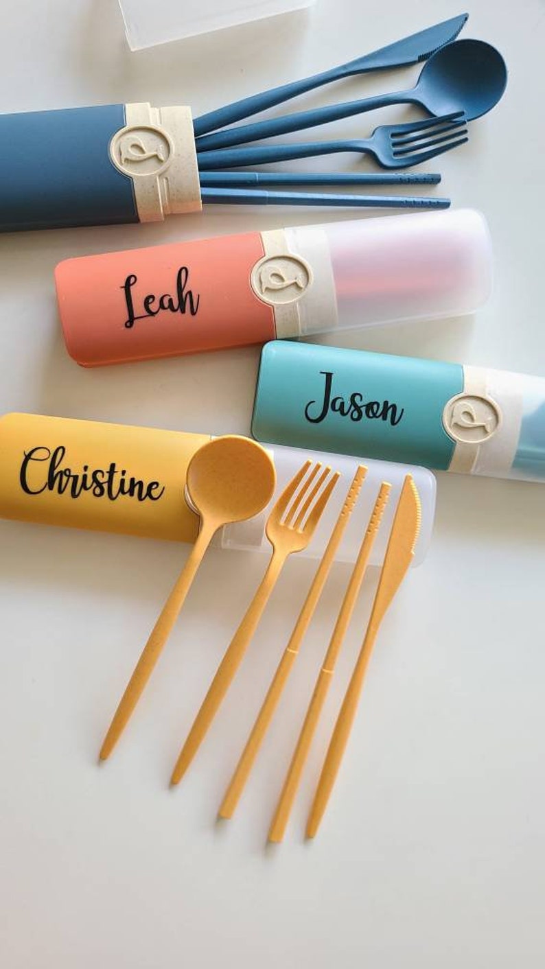 Personalized Gifts, Cutlery Set, Travel set, Gift for her, School, Office gifts, Birthday Gift, portable silverware, Mother's Day Gift, Gift Honey -Yellow