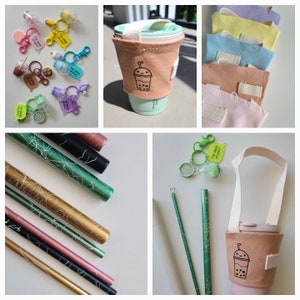 Boba Gifts, Boba Gift Box, Cup Holder, Boba Keychain, Boba Metal Straw, Eco Gift, Coworker gift, Teacher Gift, Mother's Day Gift, Boba Love image 2