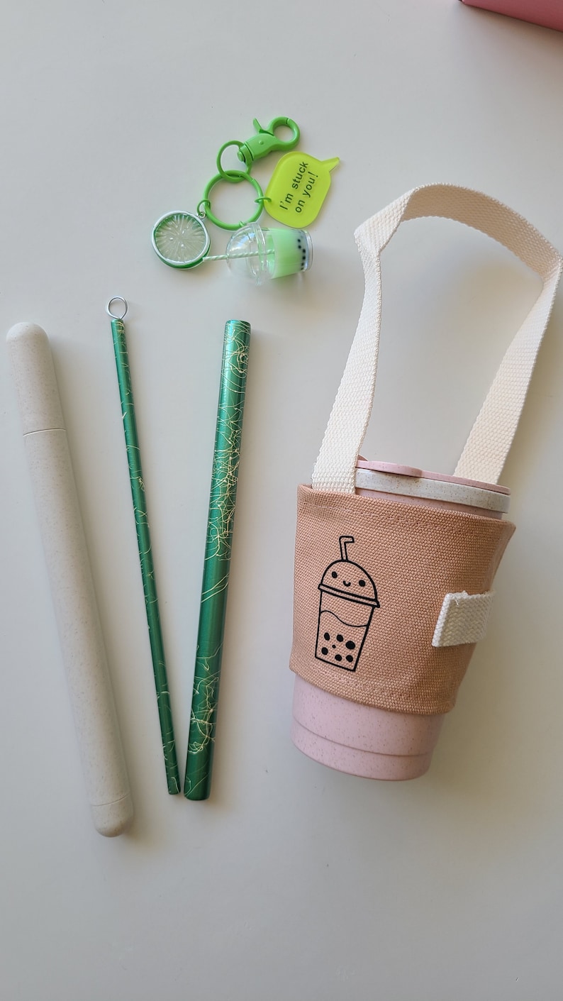 Boba Gifts, Boba Gift Box, Cup Holder, Boba Keychain, Boba Metal Straw, Eco Gift, Coworker gift, Teacher Gift, Mother's Day Gift, Boba Love image 8