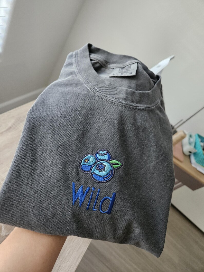 Blueberries Shirt, Embroidery Wild Blueberries Shirt, Aesthetic Fruit Shirt, Berry Tee, Wild Berry Shirt, Gardener Tee, Women Fruit T-Shirt, image 10