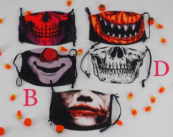 Pumpkin Mask, Men Face Mask, Halloween Face Mask, Spooky Face Mask, Reusable Mask, Gift under 10, Gift for him, Gift for her, Funny gifts