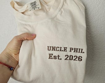 Broderie chemise oncle est 2026, chemise oncle personnalisée, futur oncle, cadeau personnalisé pour tante oncle, faire-part de grossesse, idée cadeau oncle