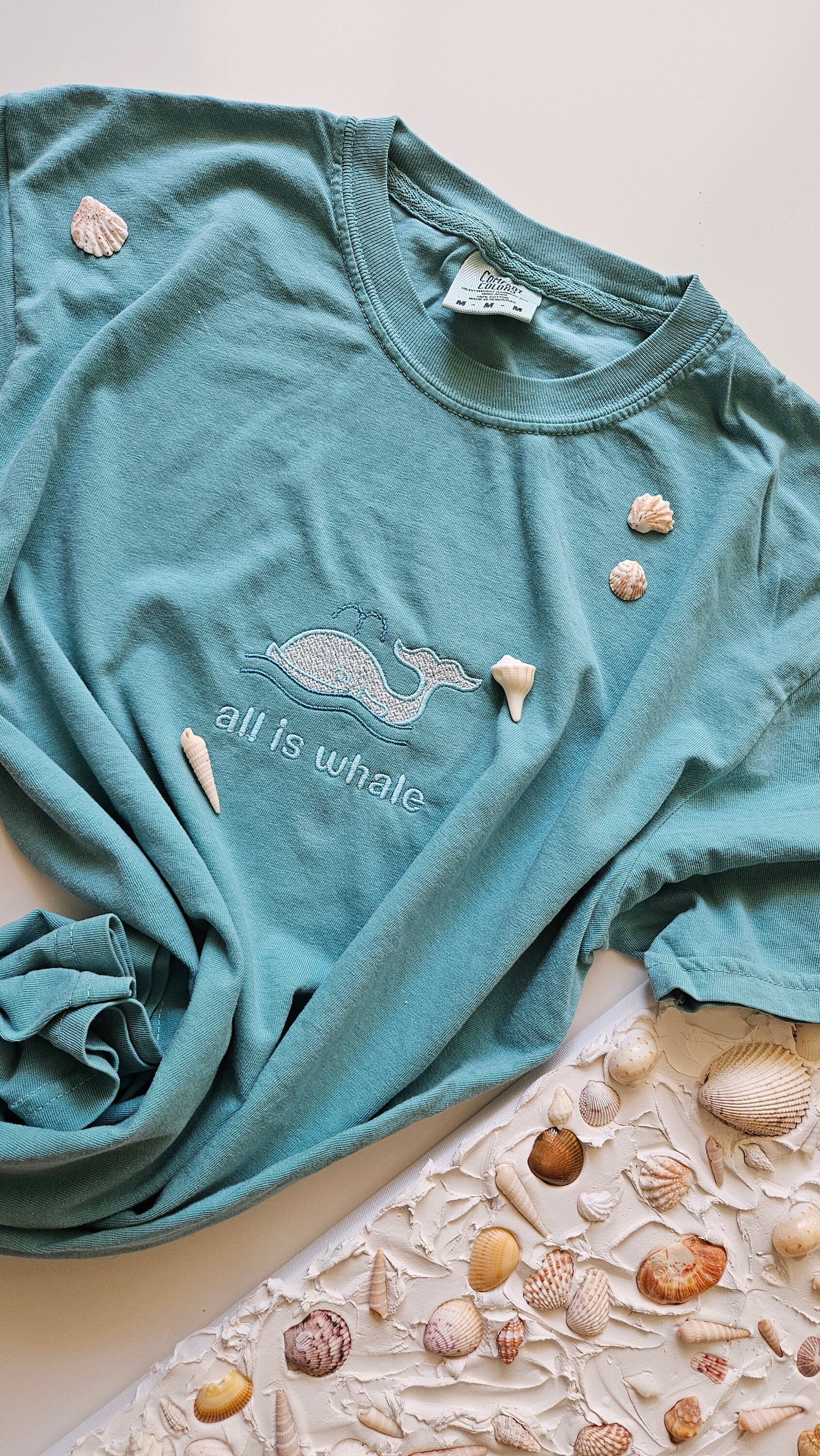 Whale Embroidery Shirt, All is Whale Tee, Embroidery Shirt