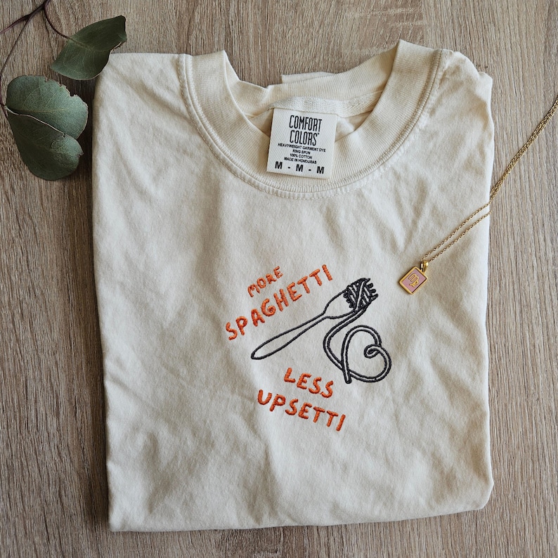 Humor Spaghetti Lover Shirt, Embroidery Tee, Chef Gift, Italian mama Shirt