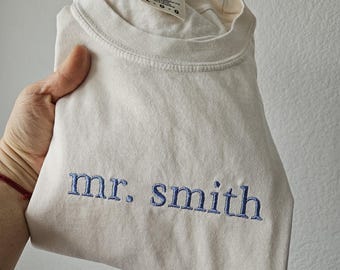 Broderie personnalisée Mr. Shirt, chemise couleur confort, futur marié, cadeau pour lui, t-shirt nouveau mari, chemise unisexe, chemise de mariage, cadeau de fête des pères