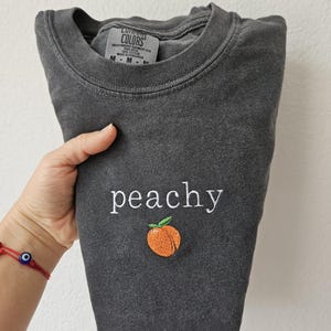 Peachy Shirt, Embroidery Peach Shirt, Fruit Lover Tee, Cute Summer Shirt, Unisex Shirt, Aesthetic Fruit Shirt, Mother's Day Gift, Peachy tee