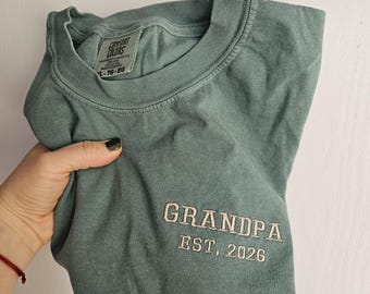 Broderie chemise grand-père est 2026, chemise personnalisée, futur grand-père, cadeau pour grand-mère, faire-part de grossesse, idée cadeau grand-parent, anniversaire