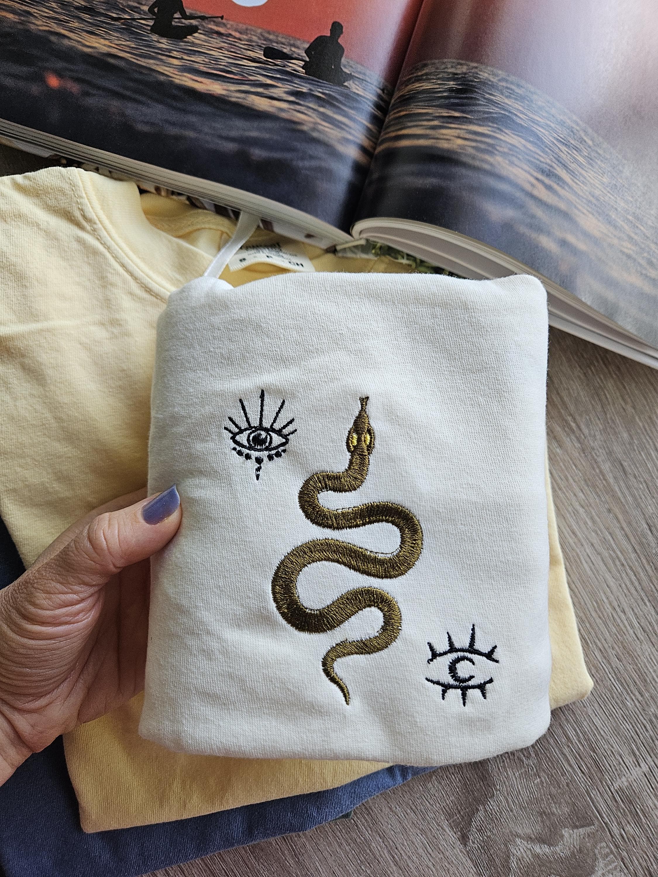 Embroidered Snake Shirt: Custom Color Serpent Tee, Reptile Lover Gift