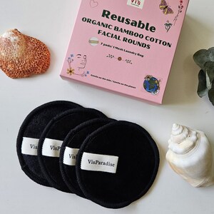 Reusable Makeup Remover Pads, Cotton facial rounds, Eco gift, Gift for her, Zero Waste, Christmas gift, Sustainable gift, Mother's Day Gift Black