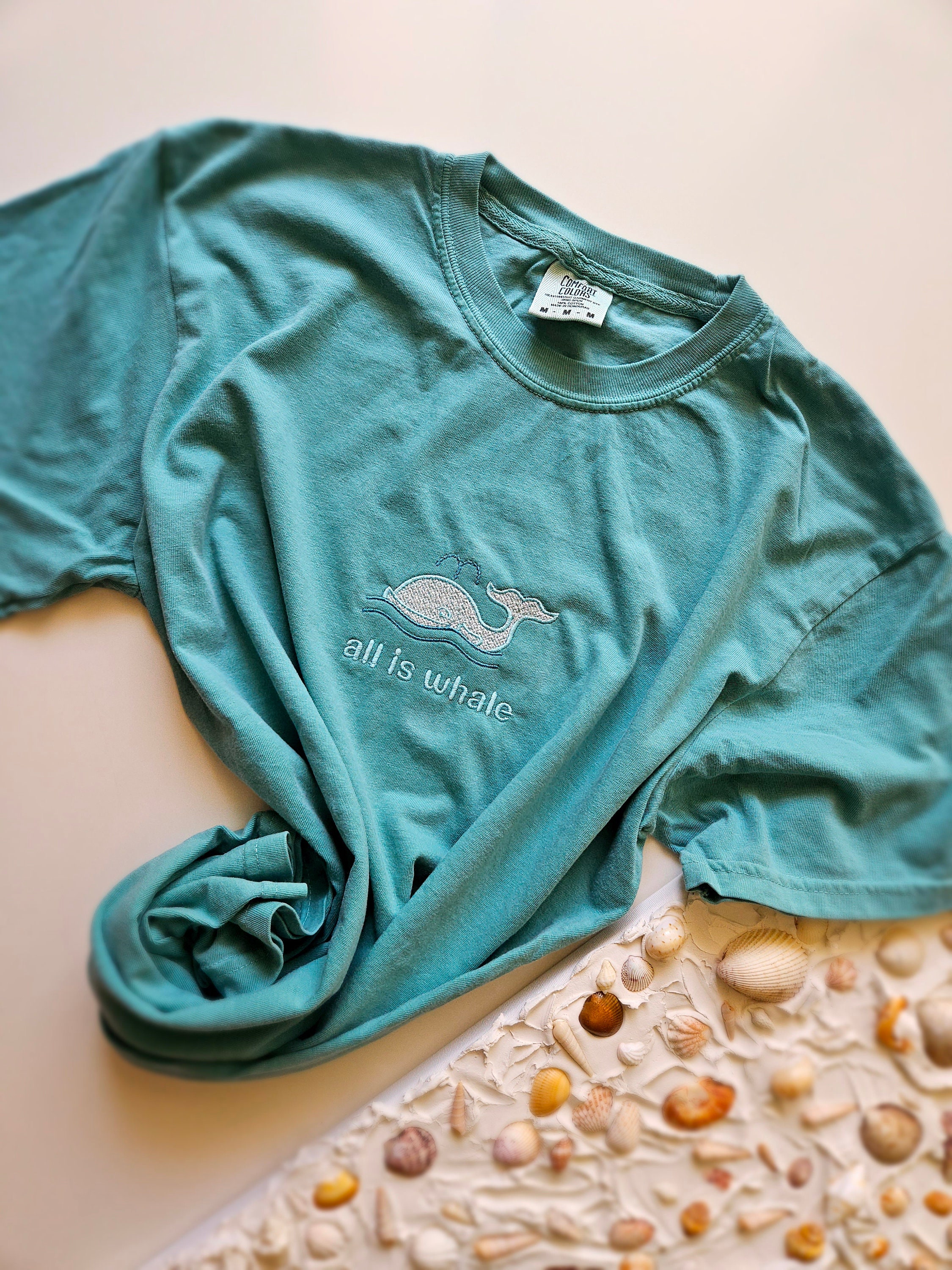 Whale Embroidery Shirt, All is Whale Tee, Embroidery Shirt