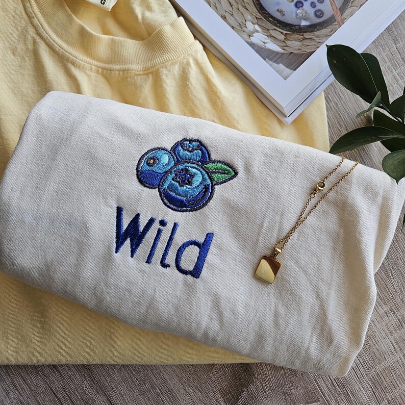 Wild Blueberries Embroidery Shirt, Cute Aesthetic Fruit Shirt, Gardener tee