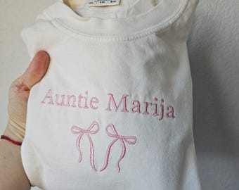 Chemise personnalisée tante jumelle, t-shirt tante brodé, faire-part de grossesse jumeau, idée cadeau tante jumelle, future tante, t-shirt bébé jumeau