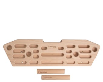 Climbing Training Hangboard – WhiteOak Plus Wooden Fingerboard with Pegboard Holes