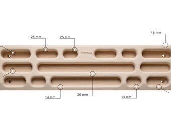 WhiteOak Draagbaar hangboard van hout, 50 x 3,5 x 4,5 cm, draagbaar klimtrainingsbord, vingerboard, klimmen, trainingsboard, boulder, accessoires, esdoornhol