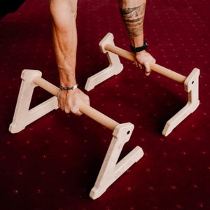 Träparalletter med dubbel höjd, 8 cm/24 cm armhävningsstänger, för Calisthenics, L-Sits, Planche och handståendeträning