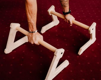 Dual-Height Wooden Parallettes  8cm/24cmPush-Up bars, for Calisthenics, L-Sits, Planche & Handstand Training