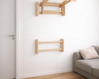 Mini Training Ladder with Pull-Up Bar and Dip Station: Solid Wood Modular Home Gym System