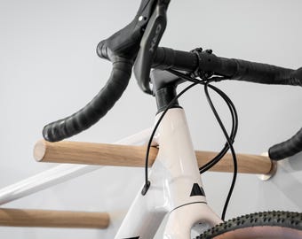 Minimalist Bike Wall Mount Pegs for Road and Gravel Bikes Wooden Storage Rack