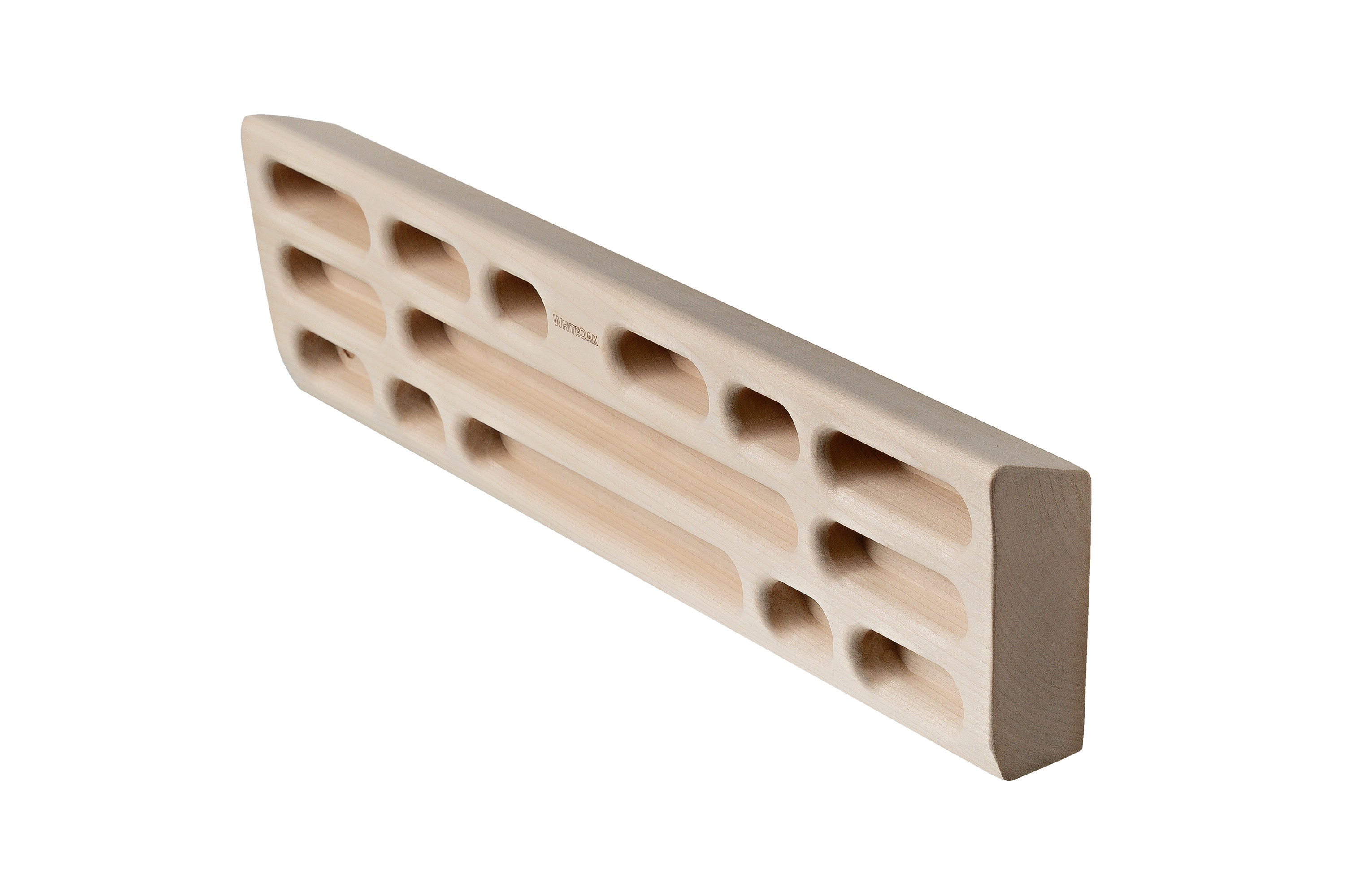 WhiteOak Hangboard van hout, 50 x 12,5 x 4,4 cm, klimtrainingsboard, vingerboard klimmen, trainingsboard met Sloper-boulder-accessoires, hangboard met een paar slapers 20 graden (eenvoudig
