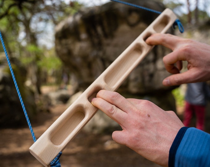 WhiteOak Portable Wooden Hangboard for Climbing training, warm-up fingerboard
