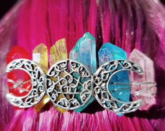 Aura Quartz Pentacle Triple Moon Hair Barrett