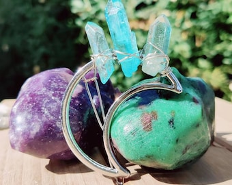 Aura Quartz Crescent Moon Hair Barrett