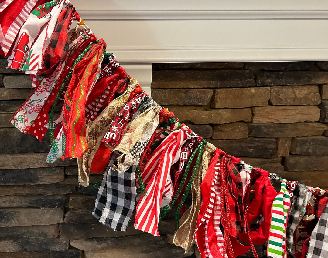 Christmas Ribbon Garland Farmhouse Christmas Garland Christmas Garland