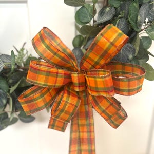 Autumn mailbox decor, Thanksgiving wreath bow, autumn bows for wreaths, fall bows for lantern, fall plaid bows, bow for garland, mailbox bow