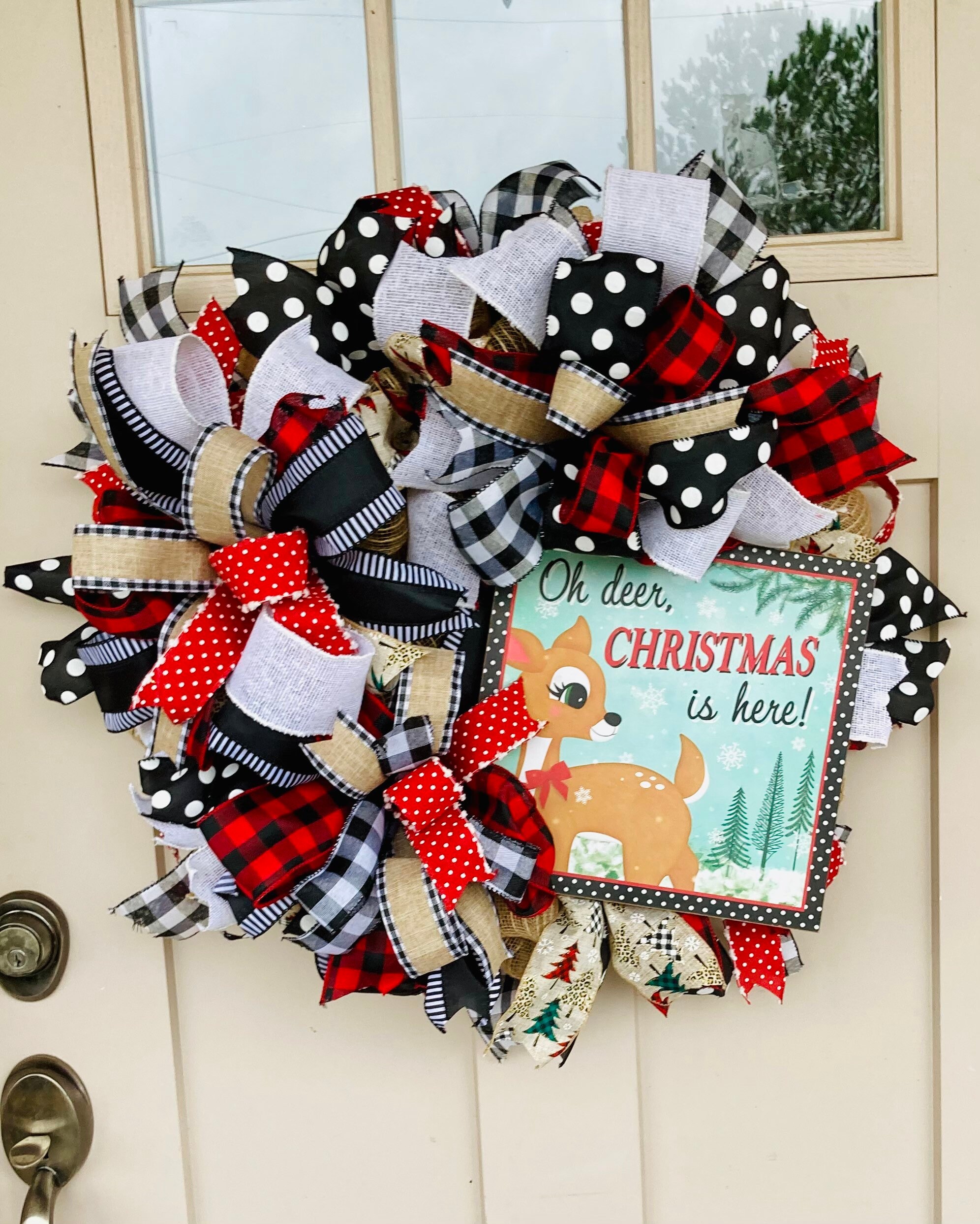 Christmas Wreath Bows Whimsical Christmas Decorations. Red and