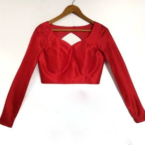Designer Red Color Sweetheart Neck Premium Silk Blouse, Party & Wedding wear Custom Made Blouse Choli Saree Blouse Sari Blouse Red Crop Top