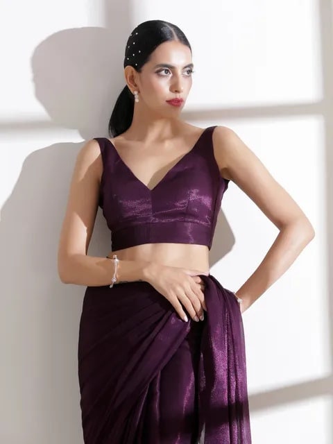 High neck sleeveless saree blouse best sale