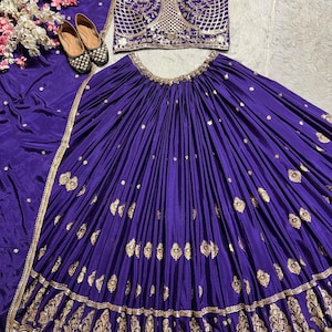 Beautiful Chinon Silk Lehenga Choli with Sequence Embroidery Work, Designer Wedding Lehenga Choli Customise Bridesmaid Lehenga for Women