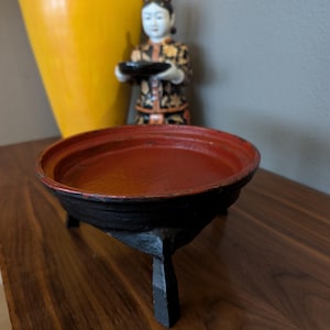 Antique Burmese Lacquer Footed Lightweight Tray Black/Red