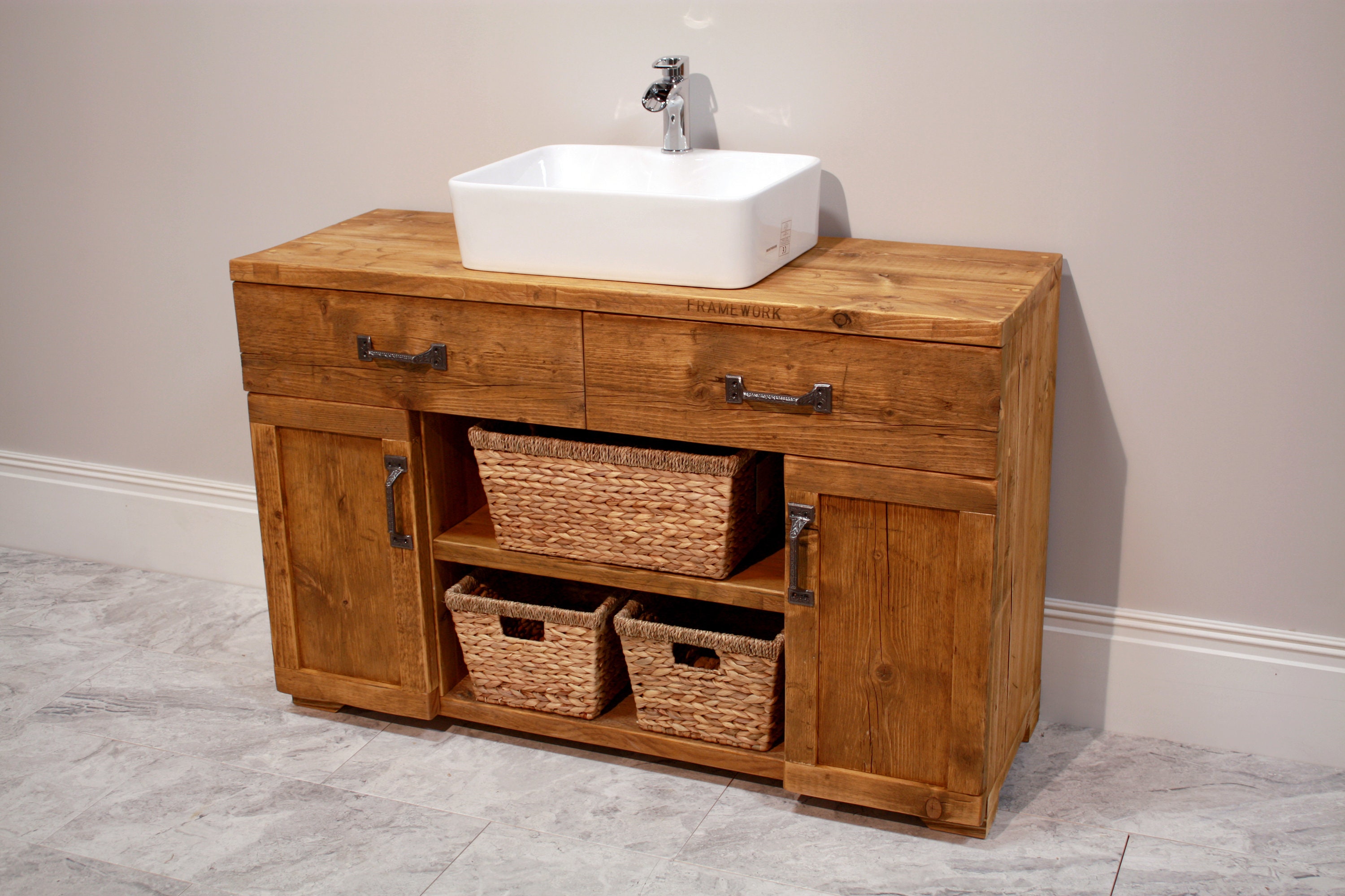 Handcrafted rustic bathroom vanity unit made from reclaimed Etsy