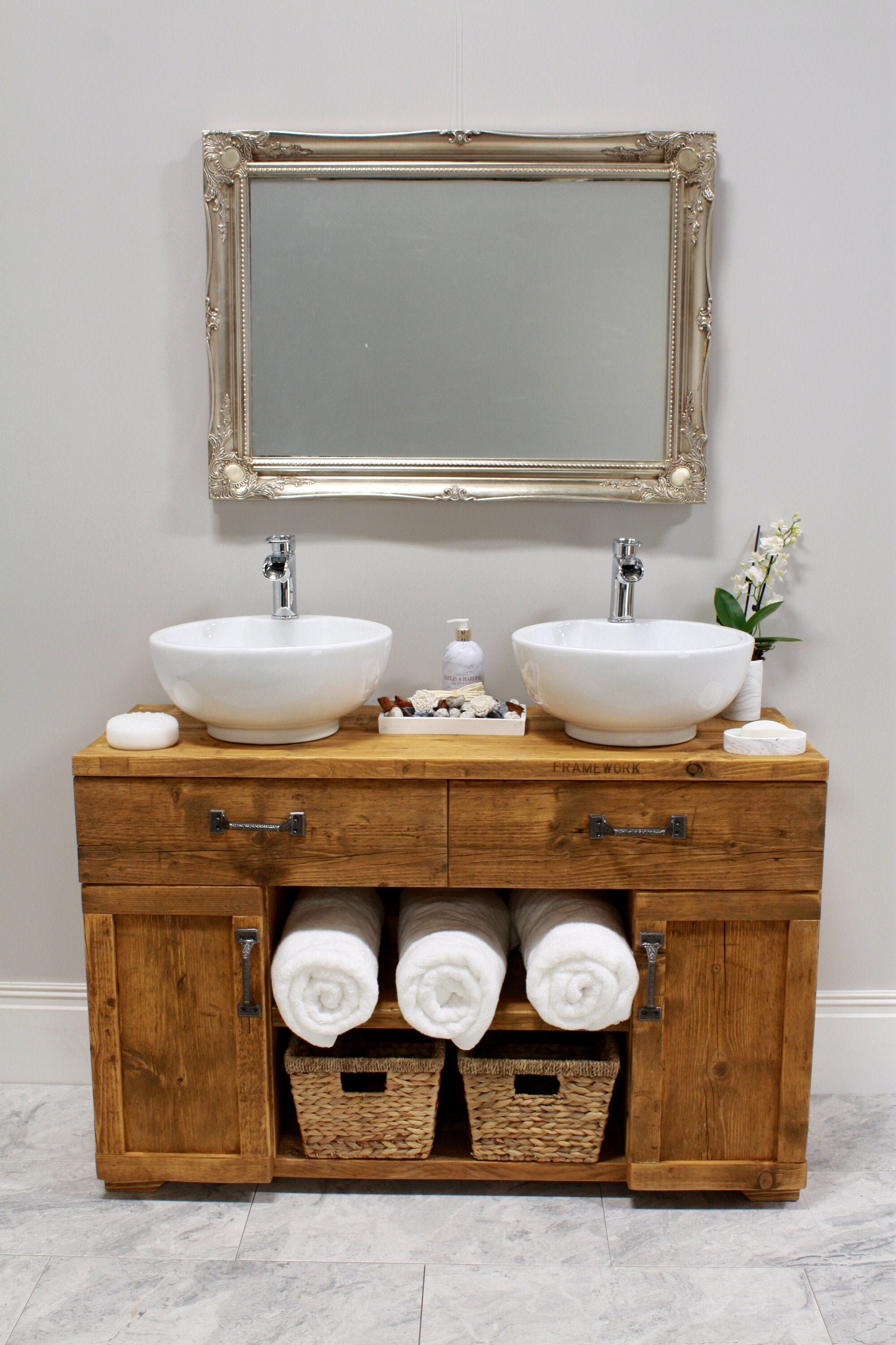 Handcrafted rustic bathroom vanity unit made from reclaimed Etsy