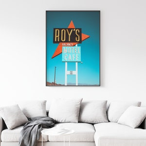 Roy&#39;s Motel and Cafe Sign Print- Download Digital Printable | Mid Mod Motel, Vintage Cali Desert, Photography, Retro Wall Art, Route 66