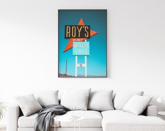 Roy's Motel and Cafe Sign Print- Download Digital Printable | Mid Mod Motel, Vintage Cali Desert, Photography, Retro Wall Art, Route 66