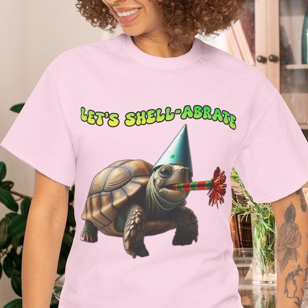 Turtle "LET'S SHELL-ABRATE" T-Shirt | Funny Painted Box Turtle Shirt | Perfect Cute Birthday Party tshirt | Best Lazy Animal Lover Gift