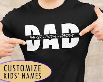 Custom Dad Shirt, Kid Names Personalized, Father's Day Gift From Son Daughter, New Dad Tshirt, , Custom Kids Names Shirt, Fathers Day Shirt