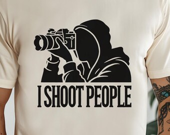 Funny Photography Shirt, I Shoot People, Gift for Photographers, Shirt for Cameraman, T-Shirt for Camera Lovers, Humor Shooting Photos Shirt