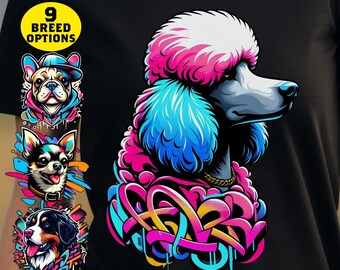 Custom Graffiti Dog Shirt, Urban Paint Splatter Graffiti Customized TShirt, Funny Tee for Pet Dog Owners and Animal Lover, Personalized Gift